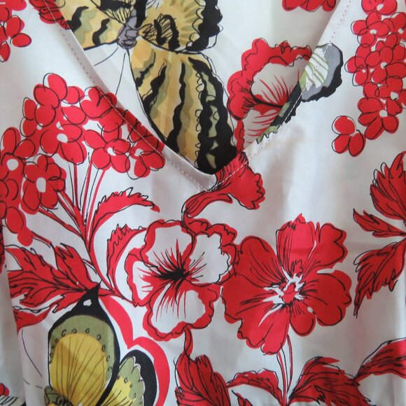 VINTAGE Y2K CABI 100% Silk Asian Inspired Floral Butterfly Babydoll Top Boho M - Picture 7 of 16